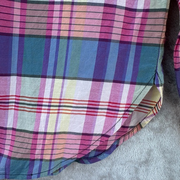 J.Crew Women’s Plaid button down  Popover Shirt Long Sleeve Classic Fit Sz L - Picture 12 of 15